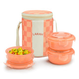 Borosil Larah Colormate Round Lunch Box, Pink Set of 3, 400ml