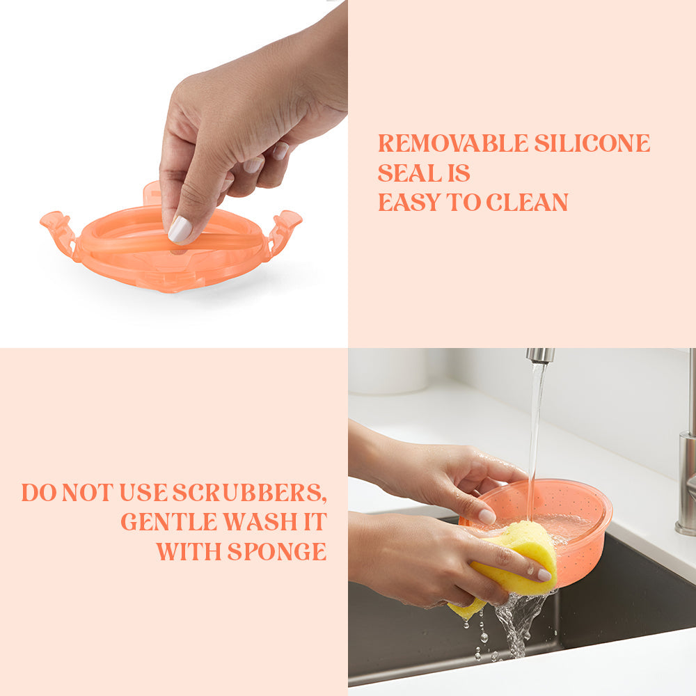 Borosil Larah Colormate Round Lunch Box, Pink Set of 3, 400ml