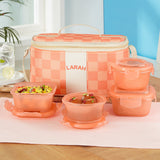 Borosil Larah Colormate Universal Lunch Box, Pink Set of 4, 320ml x 2+240ml x 2
