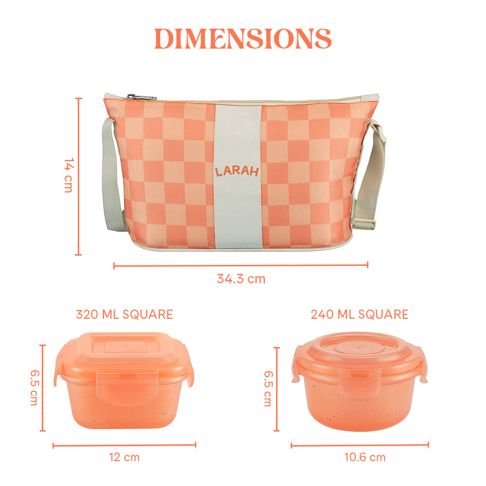 Borosil Larah Colormate Daisy Universal Lunch Box, Set of 4, 320ml x 2+240ml x 2