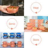 Borosil Larah Colormate Daisy Universal Lunch Box, Set of 4, 320ml x 2+240ml x 2