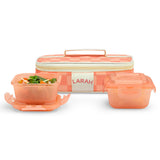 Borosil Larah Colormate Square Lunch Box, Pink, Set of 2, 320ml