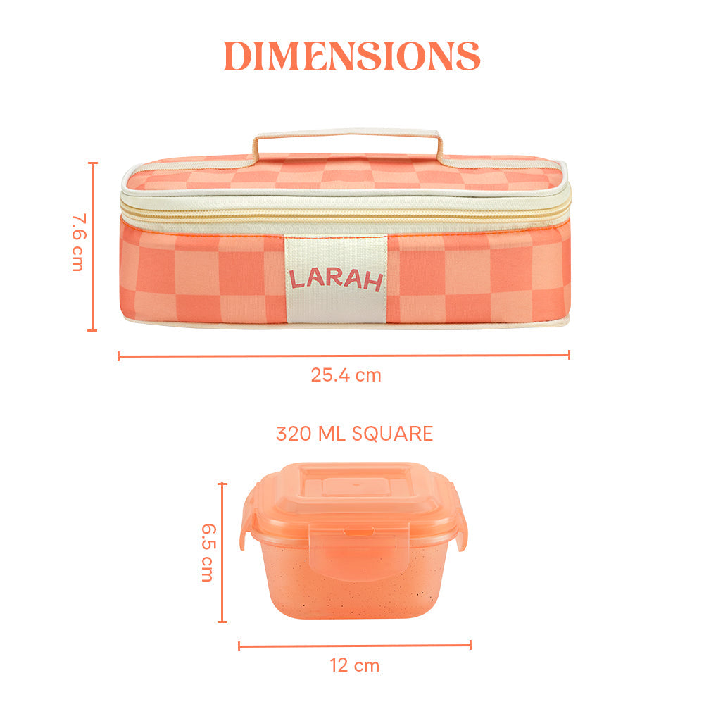 Borosil Larah Colormate Square Lunch Box, Pink, Set of 2, 320ml