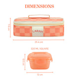 Borosil Larah Colormate Square Lunch Box, Pink, Set of 2, 320ml