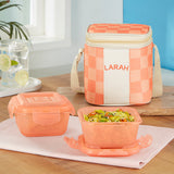 Larah Colormate Square Lunch Box, Pink, Set of 2, 320ml