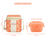 Larah Colormate Square Lunch Box, Pink, Set of 2, 320ml