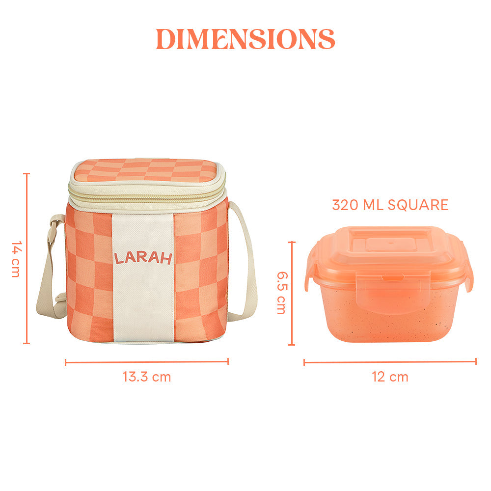 Larah Colormate Square Lunch Box, Pink, Set of 2, 320ml