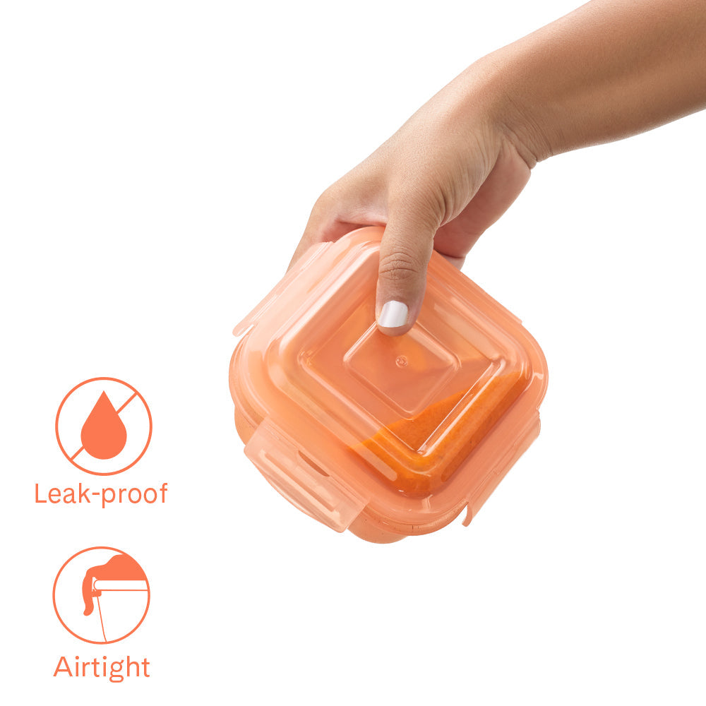 Larah Colormate Square Lunch Box, Pink, Set of 2, 320ml