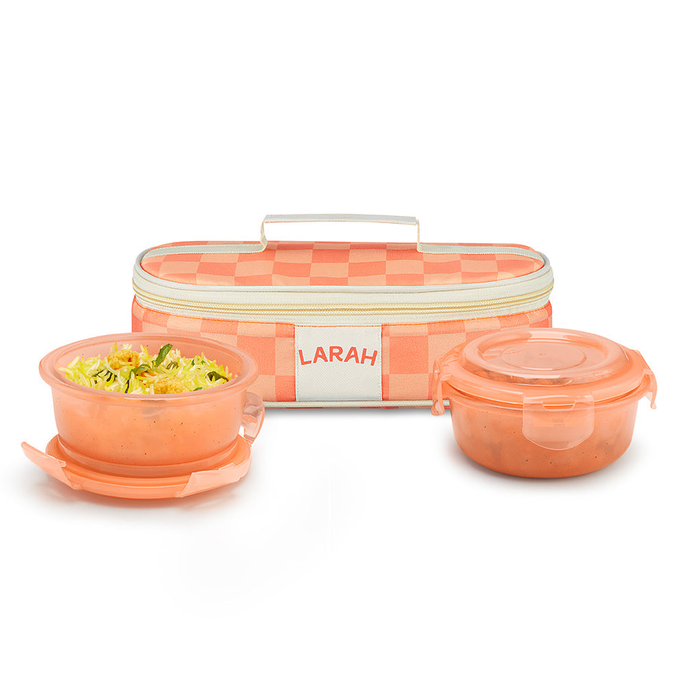 Borosil Larah Colormate Round Lunch Box, Pink Set of 2, 400ml