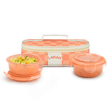 Borosil Larah Colormate Round Lunch Box, Pink Set of 2, 400ml