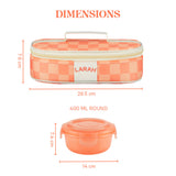 Borosil Larah Colormate Round Lunch Box, Pink Set of 2, 400ml