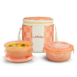 Borosil Larah Colormate Round Lunch Box, Pink Set of 2, 400ml