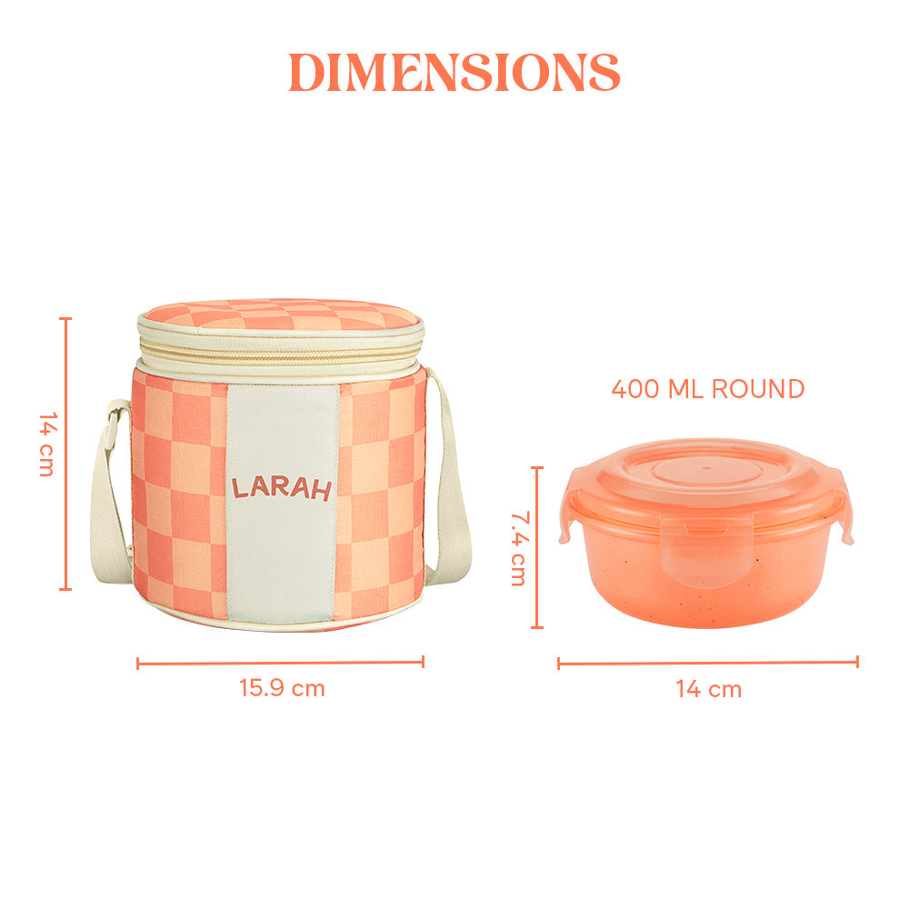 Borosil Larah Colormate Round Lunch Box, Pink Set of 2, 400ml