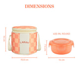 Borosil Larah Colormate Round Lunch Box, Pink Set of 2, 400ml