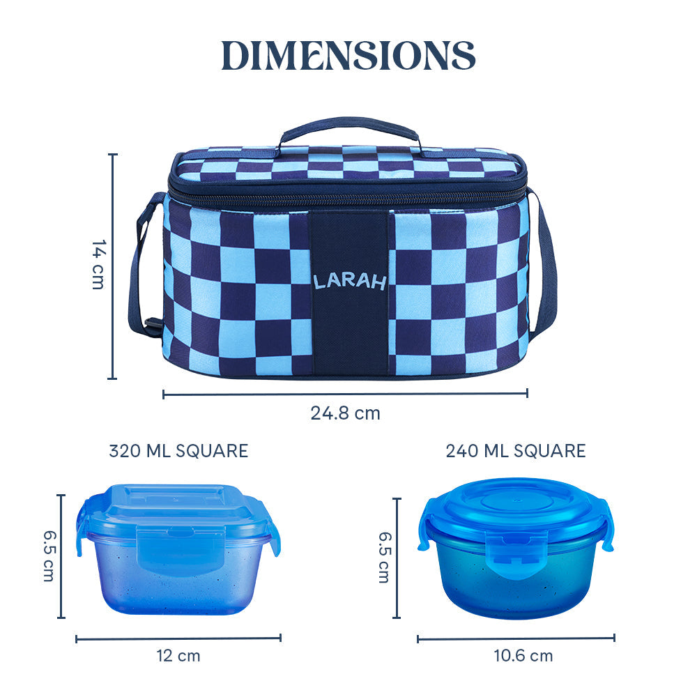Borosil Larah Colormate Universal Lunch Box, Blue, Set of 4, 320ml x 2+240ml x 2