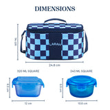 Borosil Larah Colormate Universal Lunch Box, Blue, Set of 4, 320ml x 2+240ml x 2