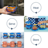 Borosil Larah Colormate Daisy Universal Lunch Box, Blue Set of 4, 320ml x 2+240ml x 2