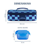 Borosil Larah Colormate Square Lunch Box, Blue, Set of 2, 320ml