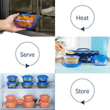 Borosil Larah Colormate Square Lunch Box, Blue, Set of 2, 320ml