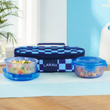 Larah Colormate Round Lunch Box, Blue, Set of 2, 400ml