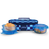 Larah Colormate Round Lunch Box, Blue, Set of 2, 400ml