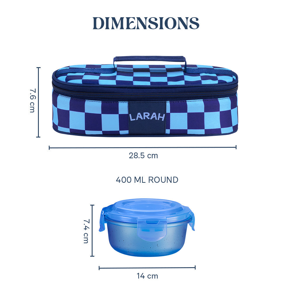 Larah Colormate Round Lunch Box, Blue, Set of 2, 400ml