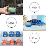 Larah Colormate Round Lunch Box, Blue, Set of 2, 400ml