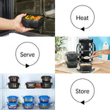 Larah Colormate Square Lunch Box, Black Set of 3, 320ml