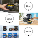 Borosil Larah Colormate Round Lunch Box, Black Set of 3, 400ml