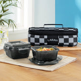 Borosil Larah Colormate Square Lunch Box, Black ,Set of 2, 320ml