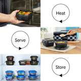 Borosil Larah Colormate Square Lunch Box, Black ,Set of 2, 320ml