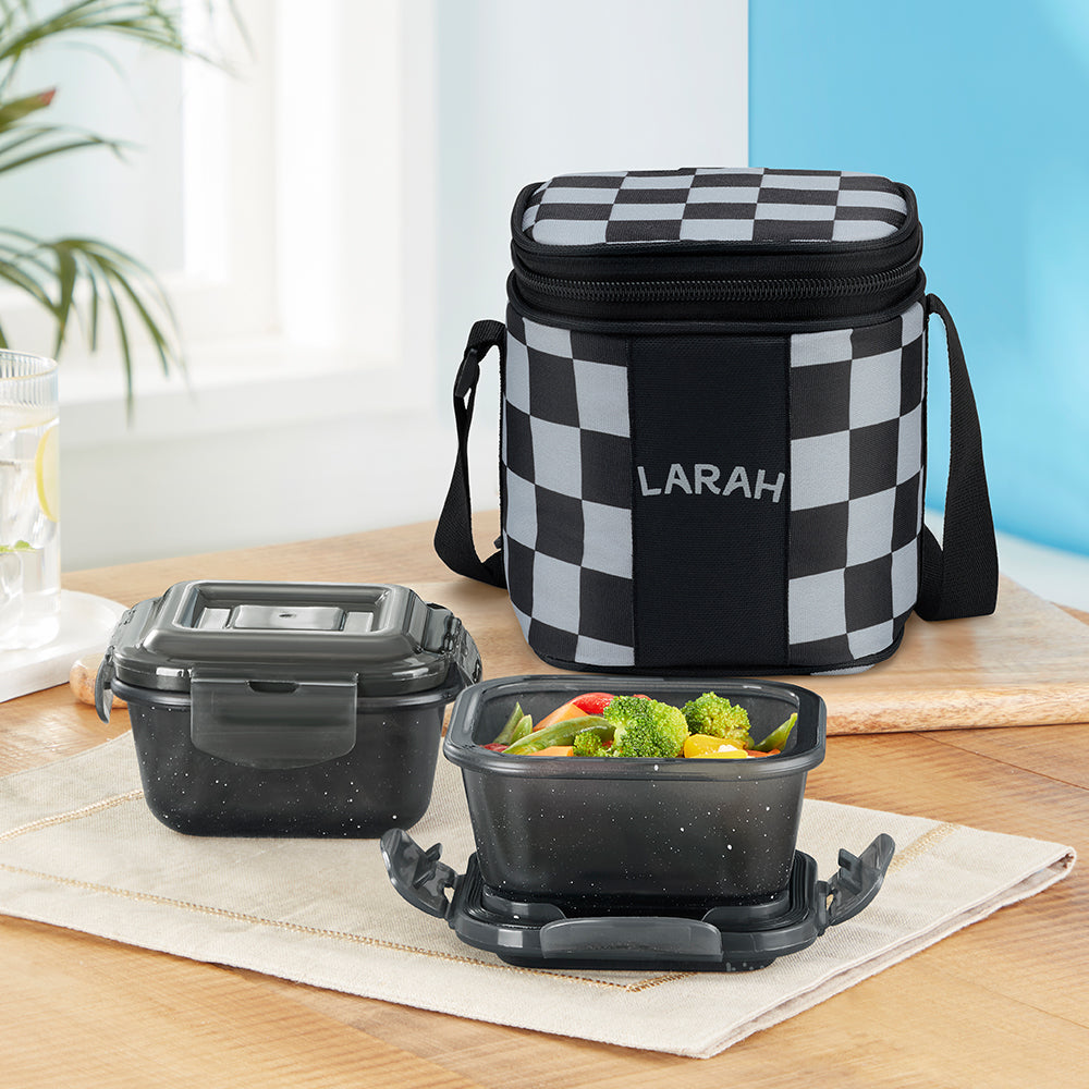 Borosil Larah Colormate Square Lunch Box, Black