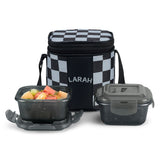 Borosil Larah Colormate Square Lunch Box, Black