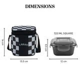 Borosil Larah Colormate Square Lunch Box, Black