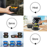 Borosil Larah Colormate Square Lunch Box, Black