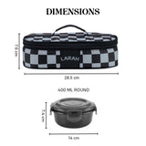 Borosil Larah Colormate Round Lunch Box, Black Set of 2, 400ml