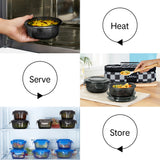 Borosil Larah Colormate Round Lunch Box, Black Set of 2, 400ml