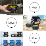 Borosil Larah Colormate Round Lunch Box, Black Set of 2, 400ml