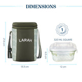 Borosil Larah Gracia Square Glass Lunchbox Set of 3, 320ml