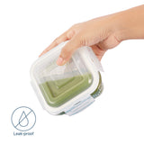 Borosil Larah Gracia Square Glass Lunchbox Set of 3, 320ml