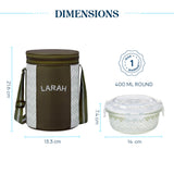 Borosil Larah Round Glass Lunchbox, Set of 3, 400ml