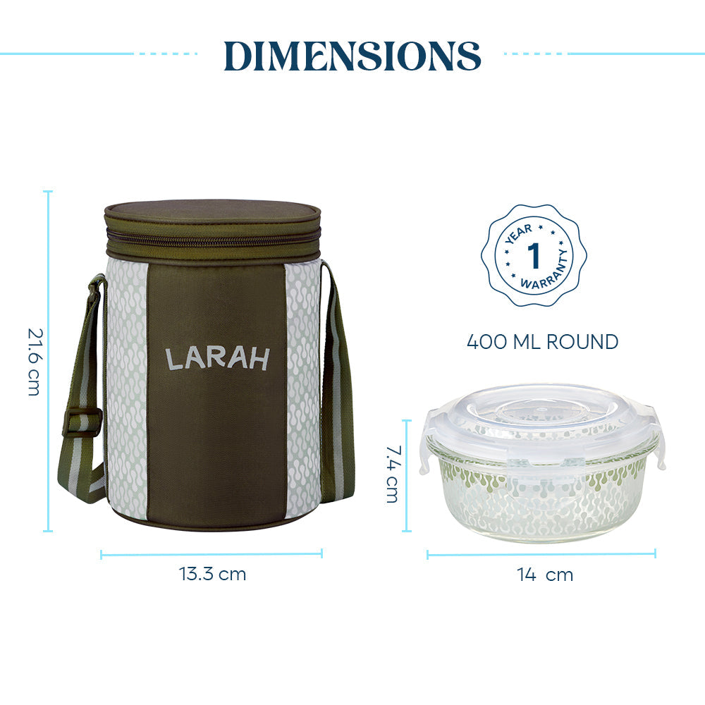Borosil Larah Round Glass Lunchbox, Set of 3, 400ml