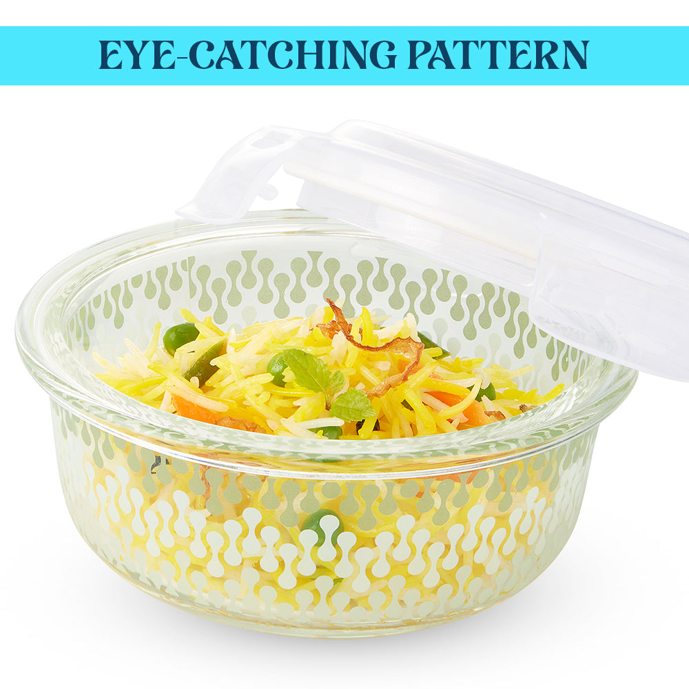 Borosil Larah Round Glass Lunchbox, Set of 3, 400ml