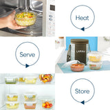 Borosil Larah Round Glass Lunchbox, Set of 3, 400ml