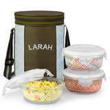 Borosil Larah Round Glass Lunchbox, Set of 3, 400ml