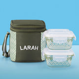Borosil Larah Gracia Square Glass Lunchbox , Set of 2 , 320ml