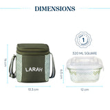 Borosil Larah Gracia Square Glass Lunchbox , Set of 2 , 320ml