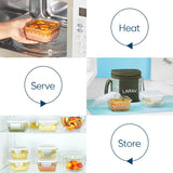 Borosil Larah Gracia Square Glass Lunchbox , Set of 2 , 320ml