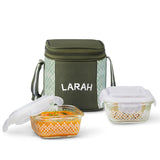 Borosil Larah Gracia Square Glass Lunchbox , Set of 2 , 320ml