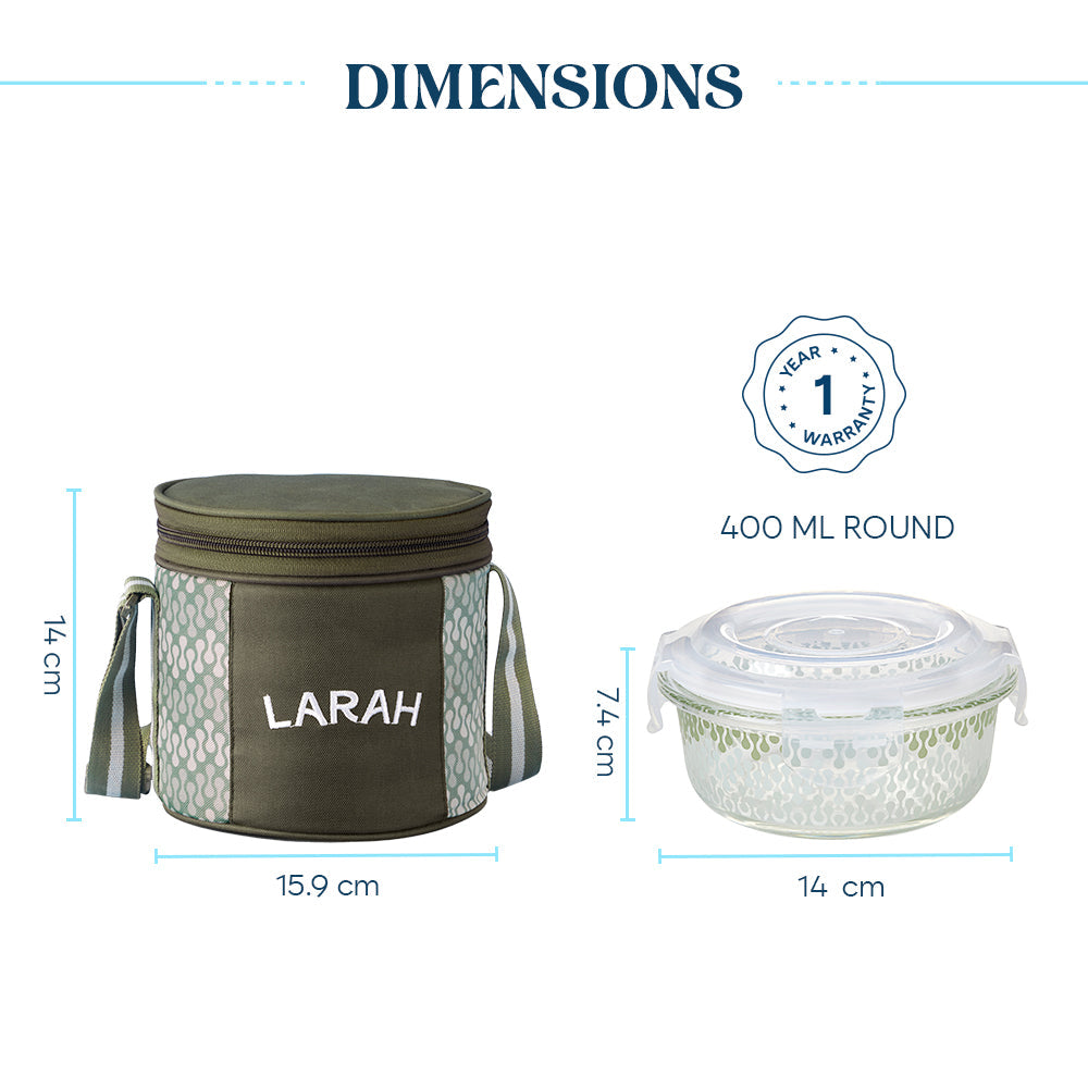 Borosil Larah Gracia Round Glass Lunchbox